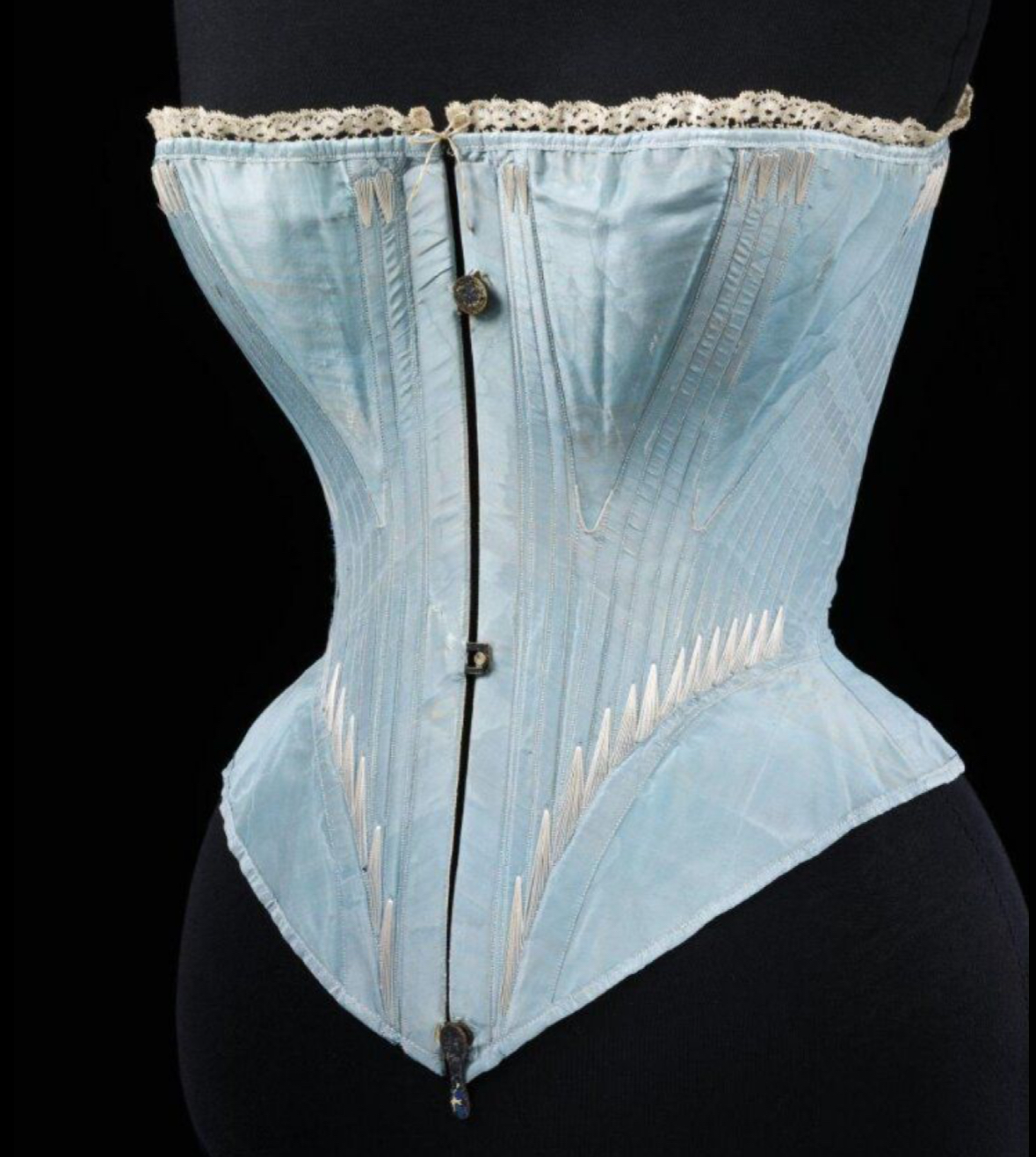 A light blue corset from the 1860's