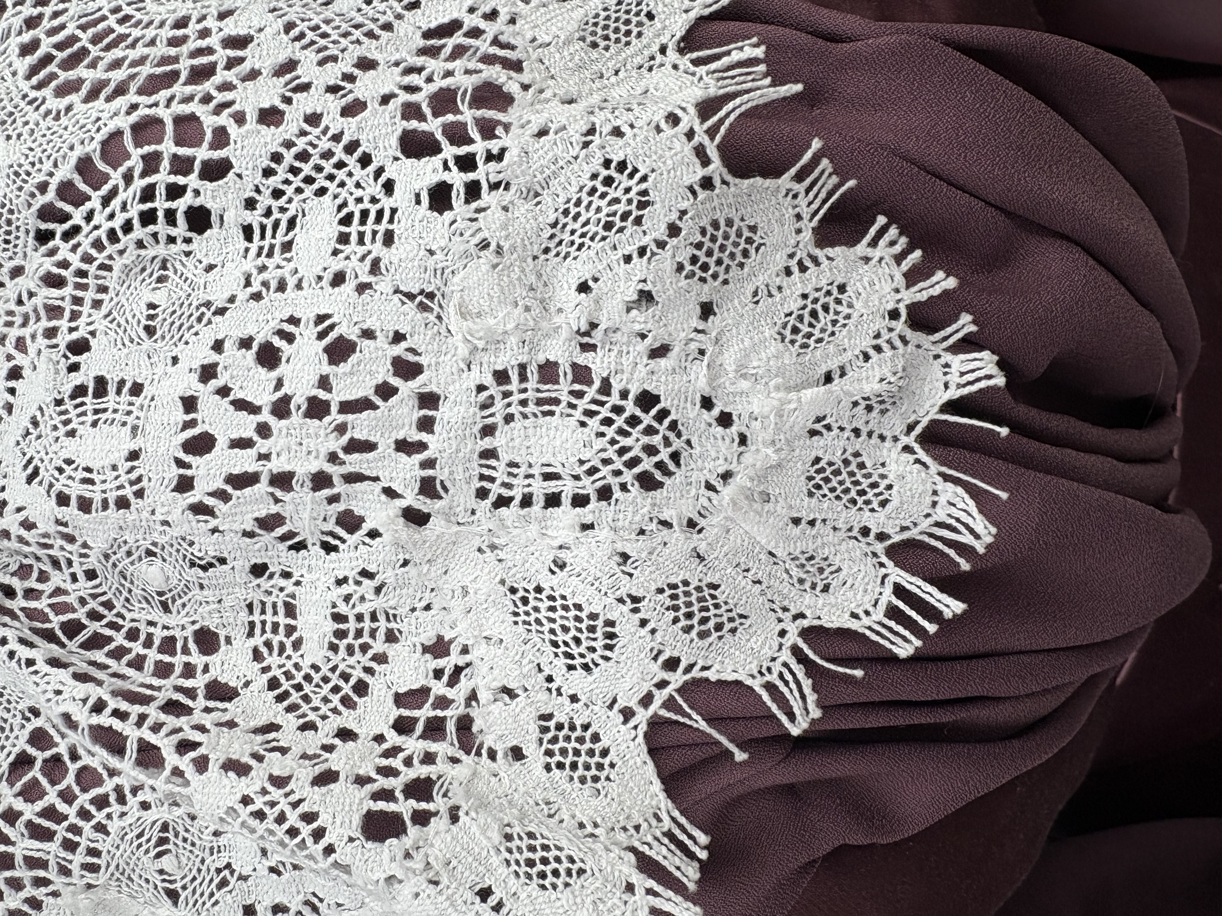 close up of lace collar