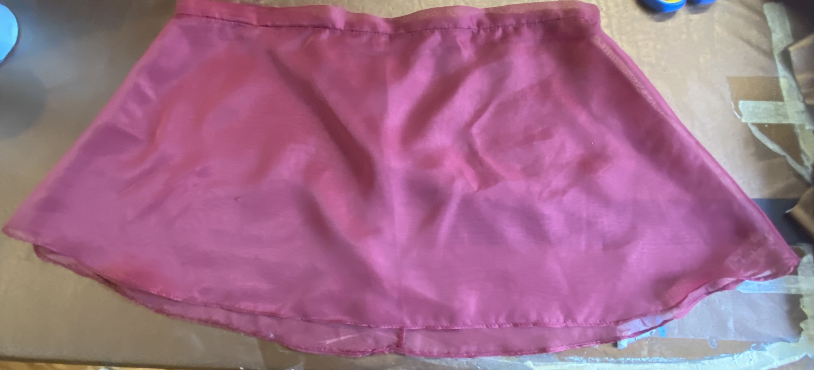 A sheer red mini skirt