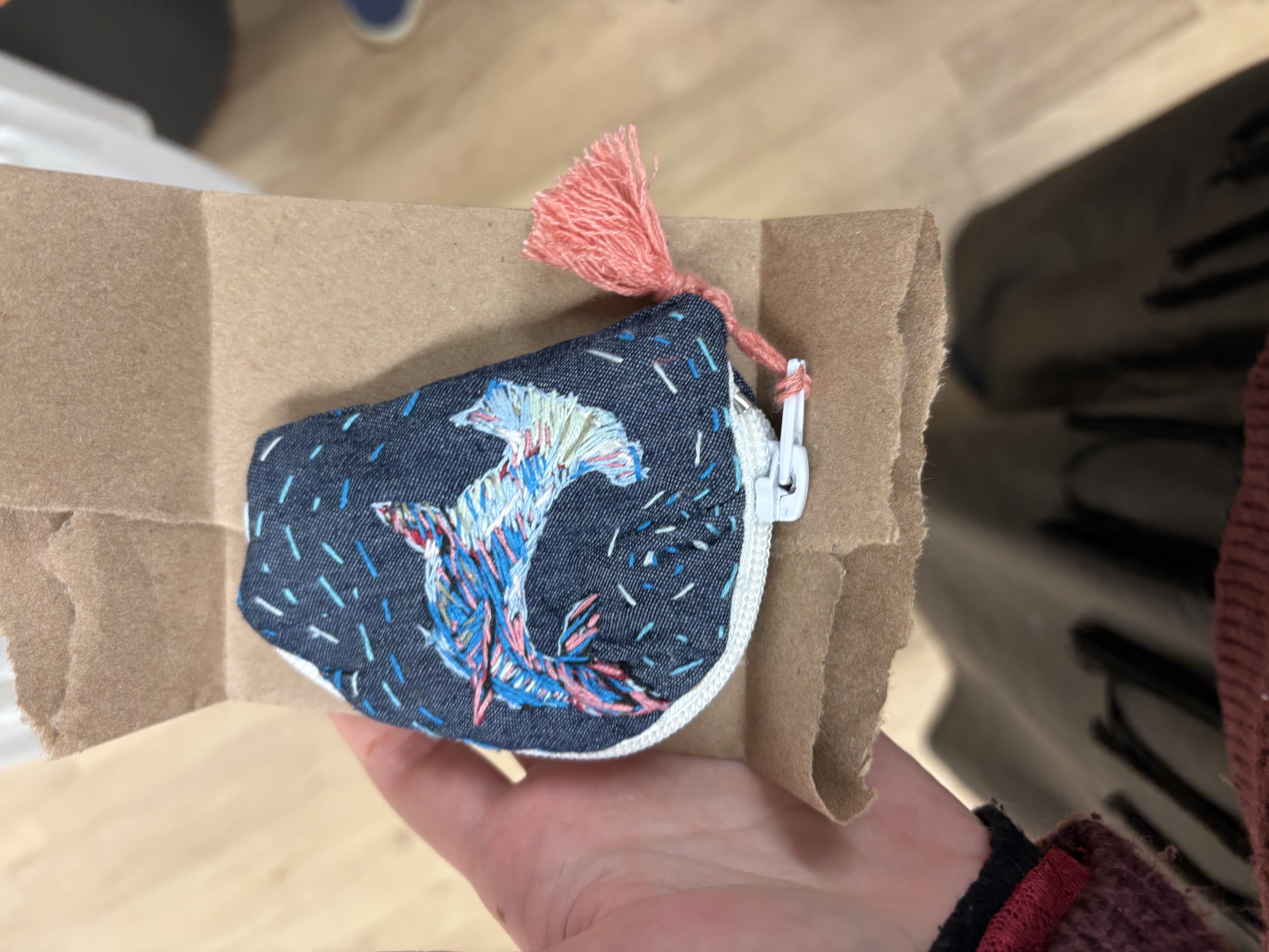 an embroidered moth