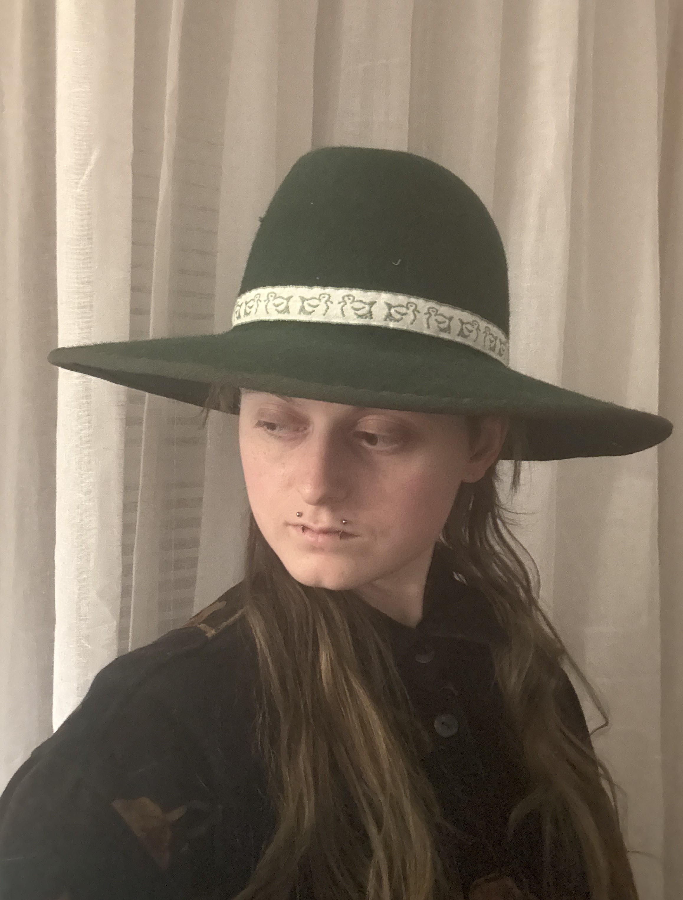 Dark Green Wide Brimmed Hat