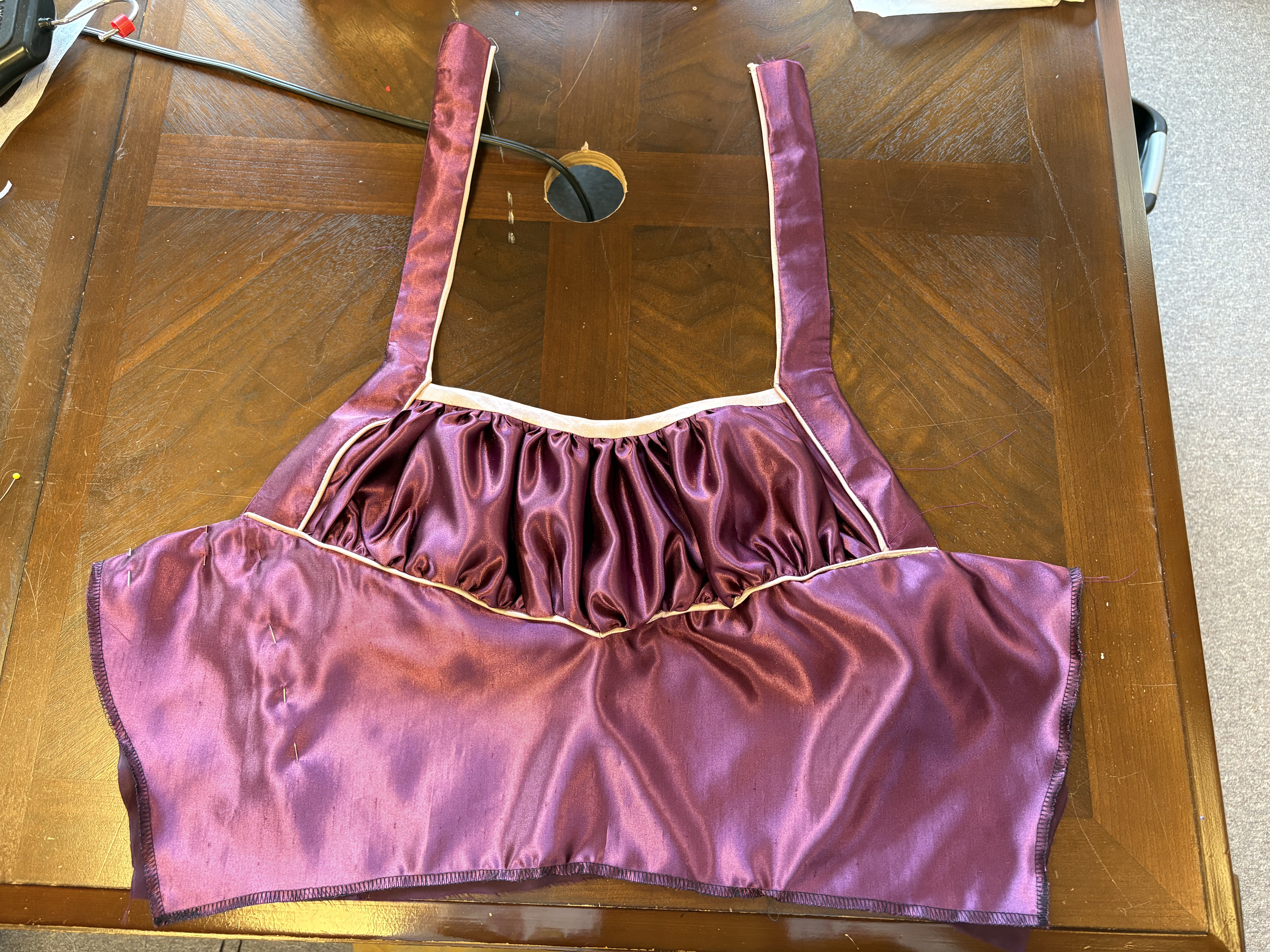 An inprogress purple bodice