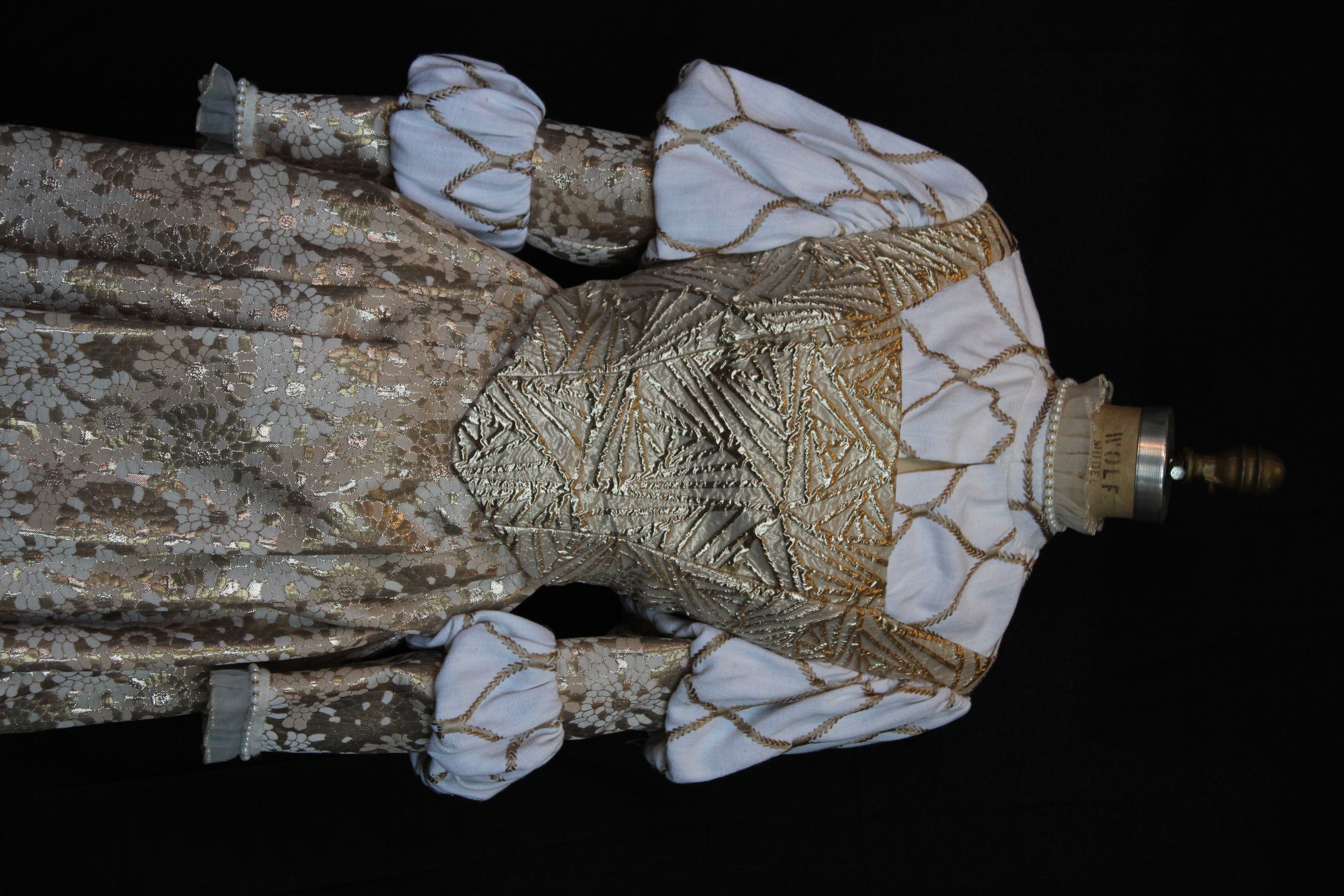 A gold renaissance dress, front view
